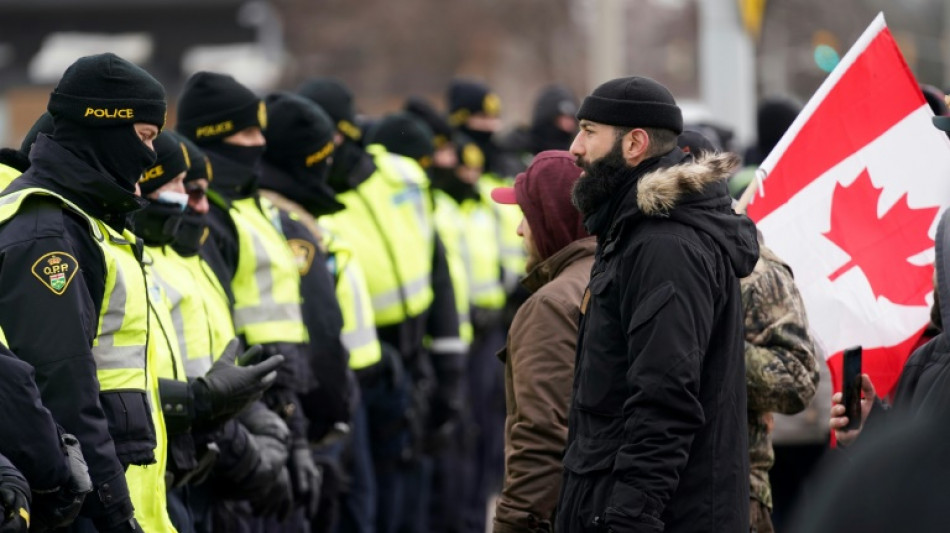 Canadian protesters out in force again, key bridge still blocked